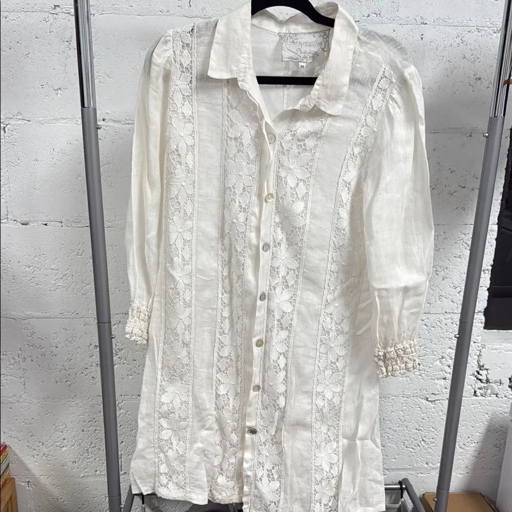 Temptations Cream Lacey Dress - Long Sleeve - LIKE NEW - Size Medium